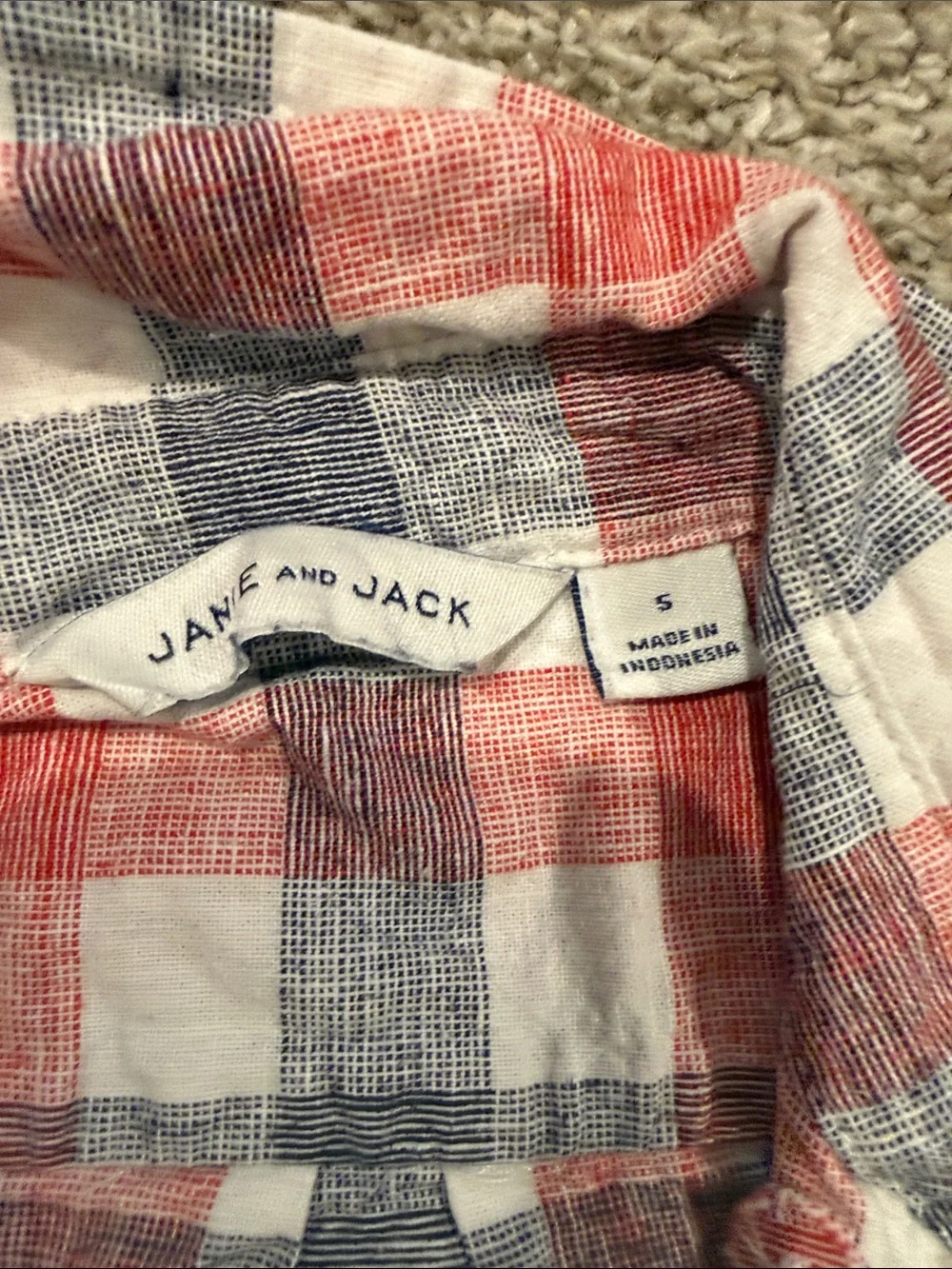 Janie and Jack Red, Blue & White Plaid Short Pajama Set